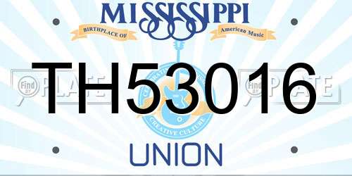 TH53016 Mississippi License Plate