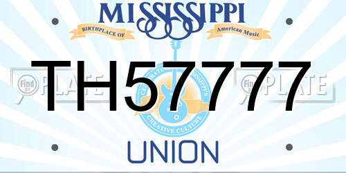 TH57777 Mississippi License Plate