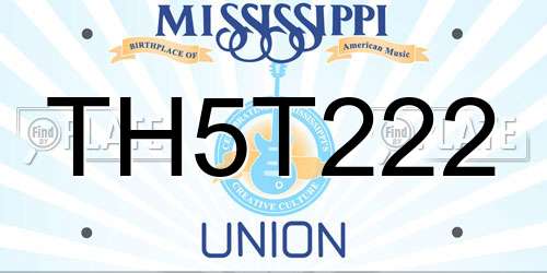 TH5T222 Mississippi License Plate