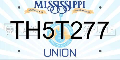 TH5T277 Mississippi License Plate