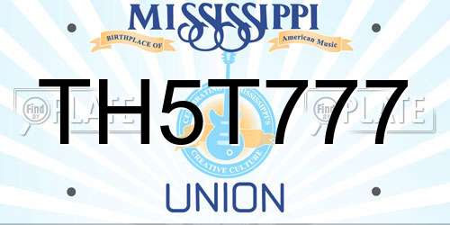 TH5T777 Mississippi License Plate