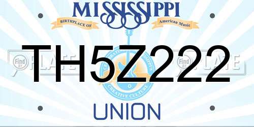 TH5Z222 Mississippi License Plate