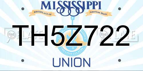 TH5Z722 Mississippi License Plate
