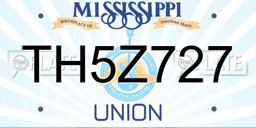 TH5Z727 Mississippi License Plate