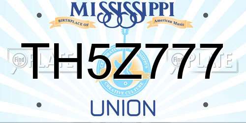 TH5Z777 Mississippi License Plate