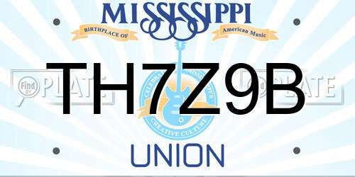 TH7Z9B Mississippi License Plate