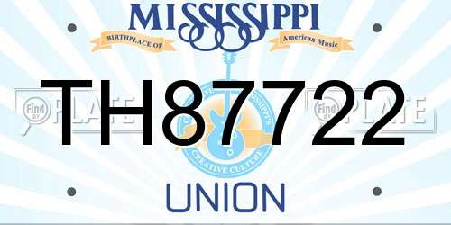 TH87722 Mississippi License Plate