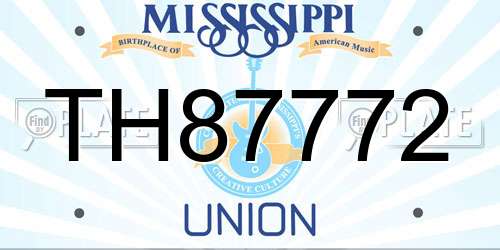 TH87772 Mississippi License Plate