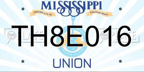 TH8E016 Mississippi License Plate