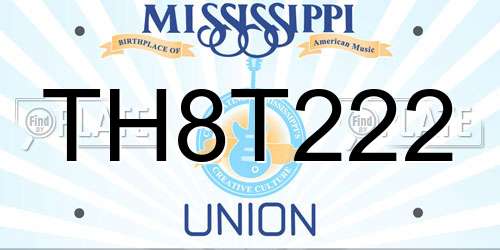 TH8T222 Mississippi License Plate
