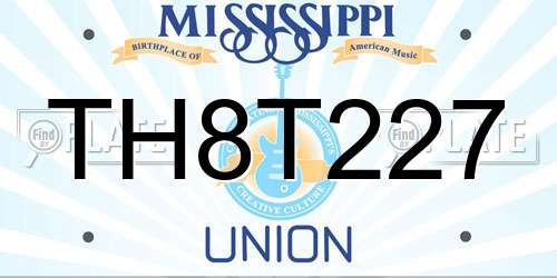 TH8T227 Mississippi License Plate