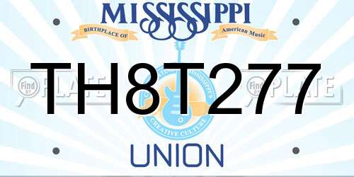 TH8T277 Mississippi License Plate