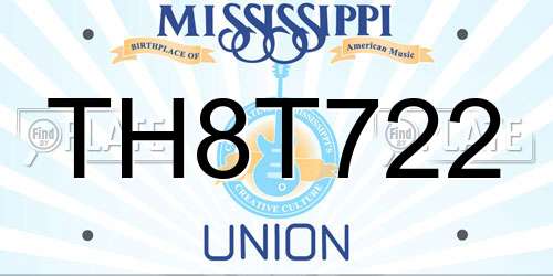 TH8T722 Mississippi License Plate