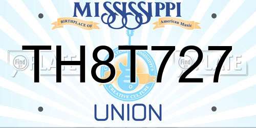 TH8T727 Mississippi License Plate