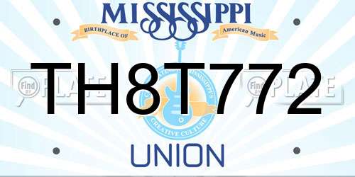 TH8T772 Mississippi License Plate