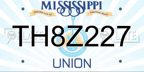 TH8Z227 Mississippi License Plate