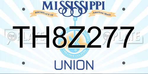 TH8Z277 Mississippi License Plate