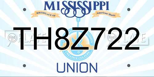TH8Z722 Mississippi License Plate