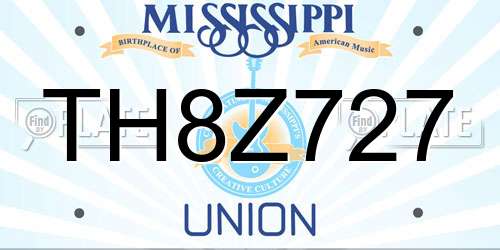 TH8Z727 Mississippi License Plate