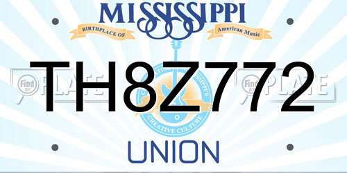 TH8Z772 Mississippi License Plate