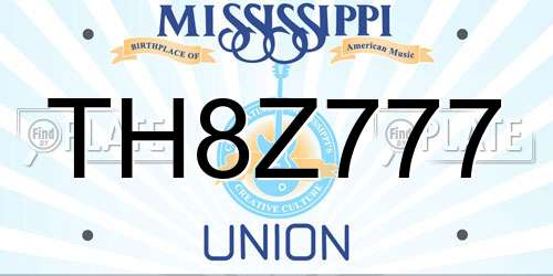 TH8Z777 Mississippi License Plate