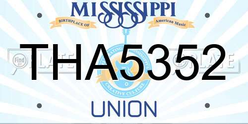 THA5352 Mississippi License Plate