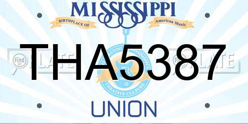 THA5387 Mississippi License Plate