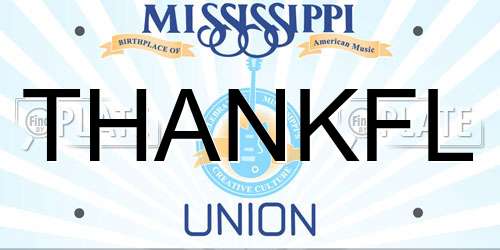 THANKFL Mississippi License Plate