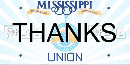 THANKS Mississippi License Plate