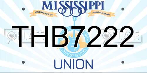 THB7222 Mississippi License Plate
