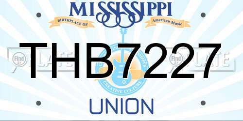 THB7227 Mississippi License Plate