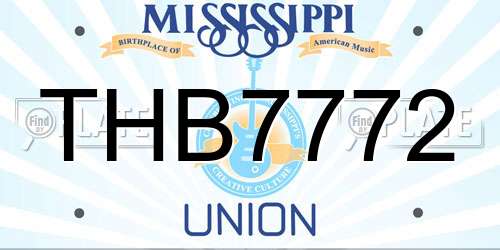THB7772 Mississippi License Plate