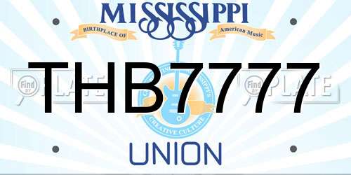 THB7777 Mississippi License Plate