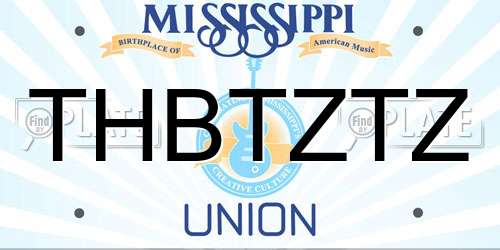 THBTZTZ Mississippi License Plate