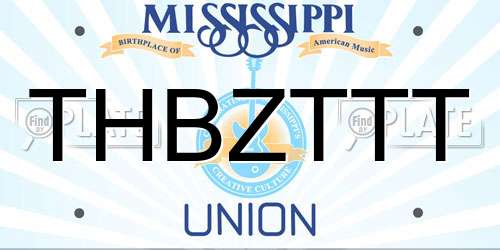 THBZTTT Mississippi License Plate