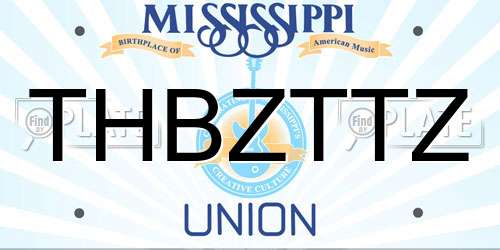 THBZTTZ Mississippi License Plate