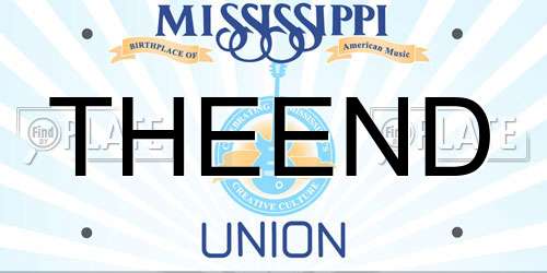 THEEND Mississippi License Plate