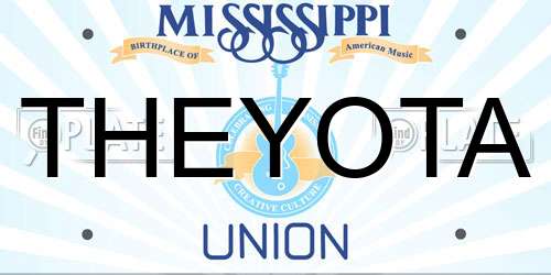 THEYOTA Mississippi License Plate