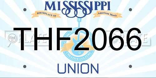 THF2066 Mississippi License Plate
