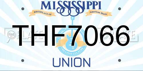 THF7066 Mississippi License Plate