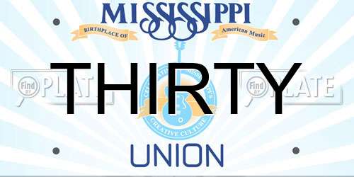 THIRTY Mississippi License Plate