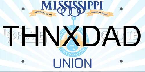 THNXDAD Mississippi License Plate