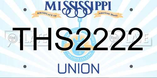 THS2222 Mississippi License Plate