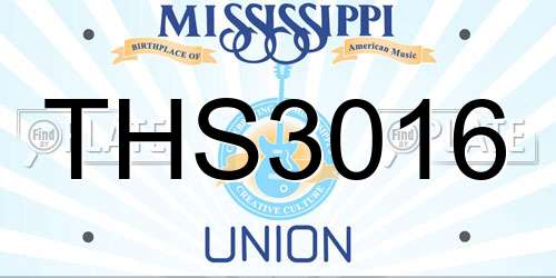 THS3016 Mississippi License Plate