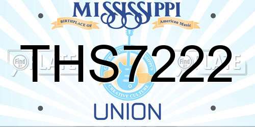 THS7222 Mississippi License Plate