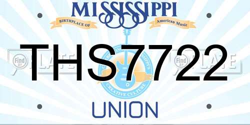 THS7722 Mississippi License Plate