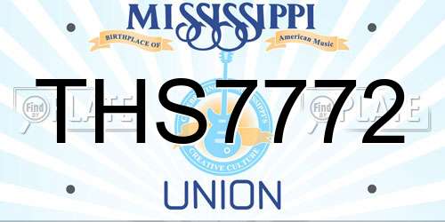 THS7772 Mississippi License Plate
