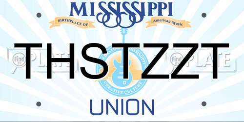 THSTZZT Mississippi License Plate