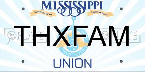THXFAM Mississippi License Plate
