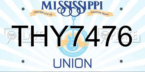 THY7476 Mississippi License Plate